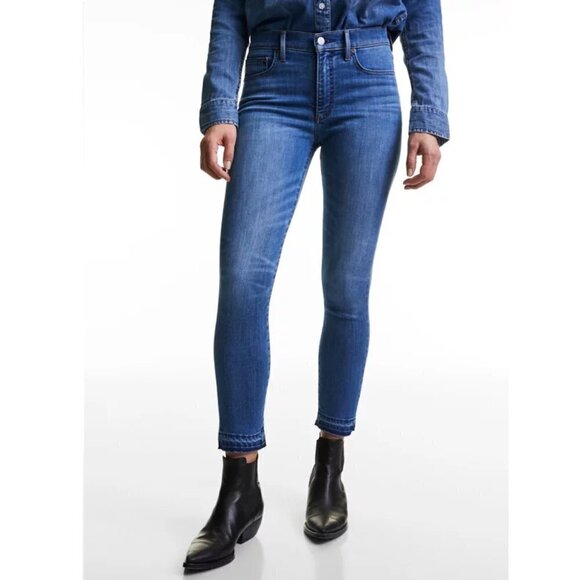 Aritzia Denim Forum The Nico Mid Crop Colour Medium Lagoon Size 27 - Picture 1 of 15